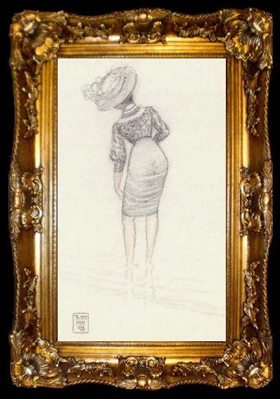 framed  Joseph E.Southall fElegant Young Woman Paddling, ta009-2